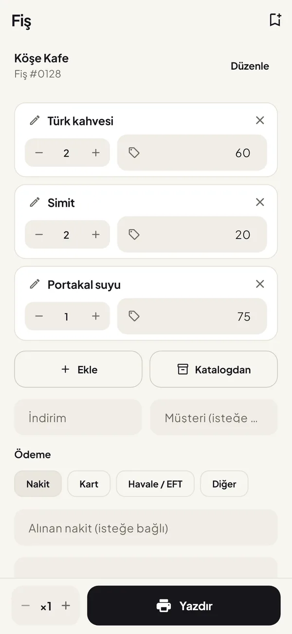 Yazdırmadan önce bir satış fişinin önizlemesi